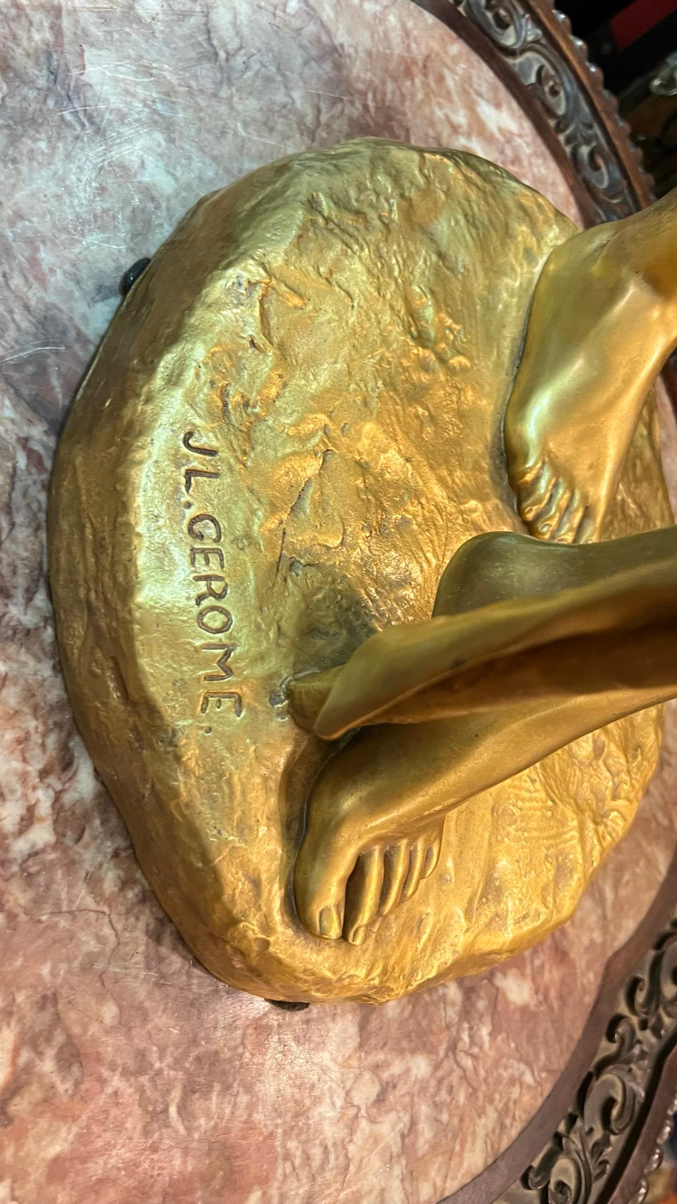 Jean-Leon Gerome Bacchante à la Grappe Vergoldete Bronzeskulptur im Zustand „Gut“ im Angebot in New York, US