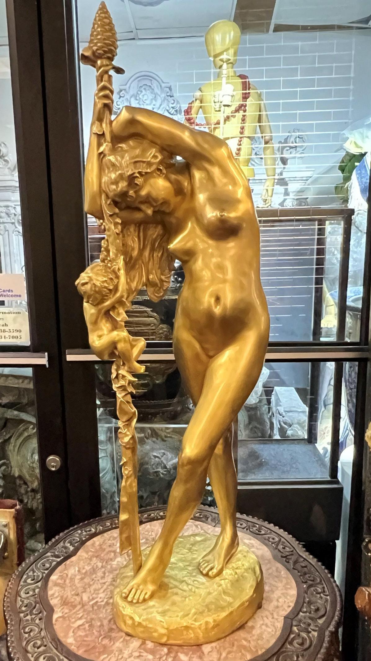 Jean-Leon Gerome Bacchante à la Grappe Vergoldete Bronzeskulptur im Angebot 1