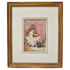 Jean Leon Gerome Ferris Framed Watercolor Painting, Lady with Lover