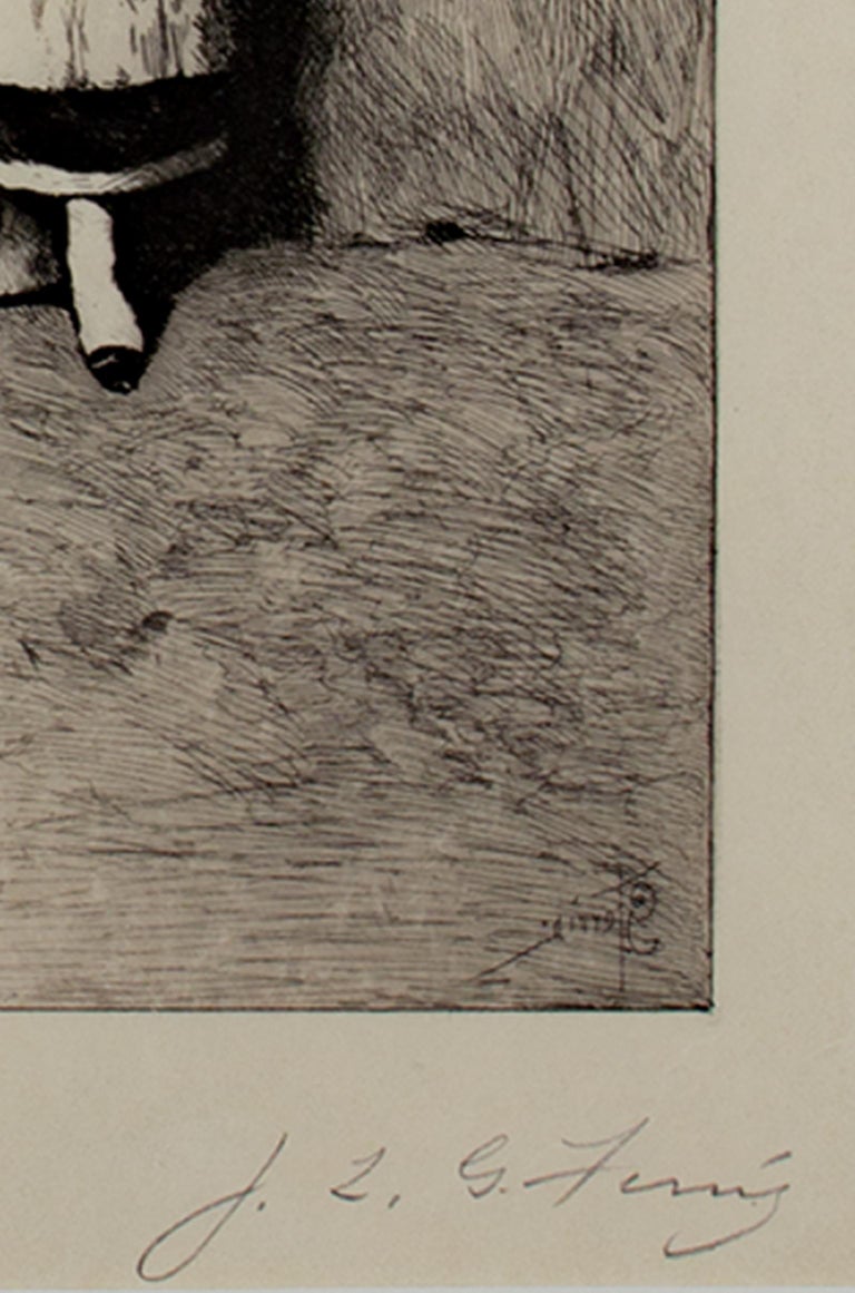 Jean Leon Gerome Ferris "The Spinner," Etching signed by Jean Leon