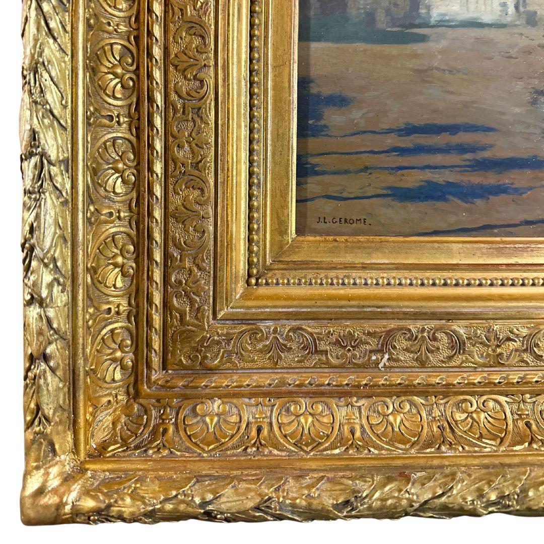 19th Century Antique Landscape Oil Painting On Canvas with Antique Frame 1850s For Sale 5
