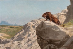 Antique Jean-Léon Gérôme - Lion aux Aguets; On the Watch, french, painting, academicism