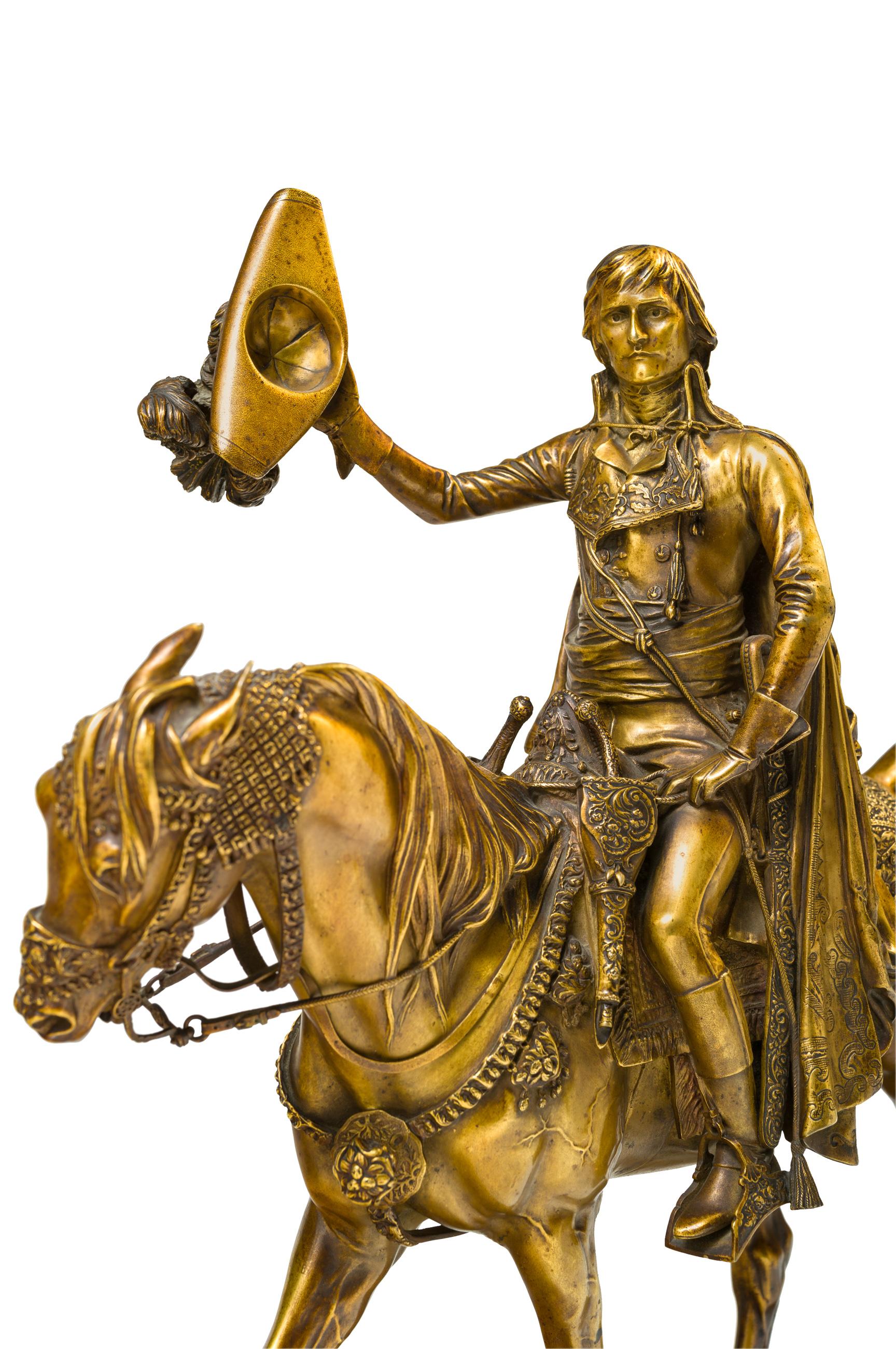 Entrance du général Bonaparte au Caire, 1798 - Or Figurative Sculpture par Jean-Léon Gérôme