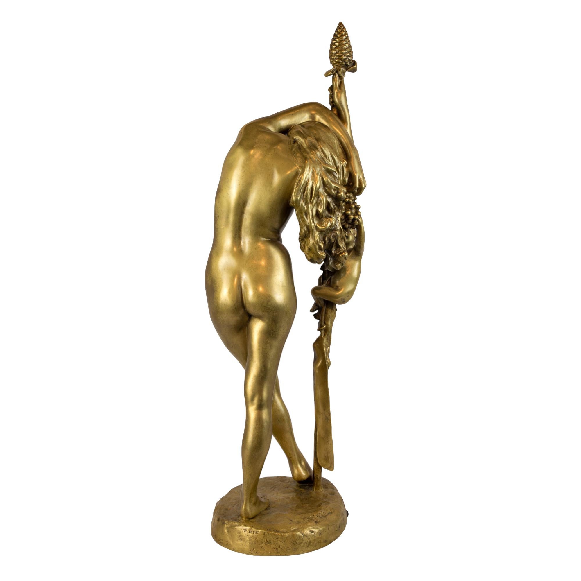 Feine Skulptur aus vergoldeter Bronze des 19. Jahrhunderts von JEAN-LEON GEROME

Titel: L'Extase Bacchique: Eine Allegorie des Überflusses und der Freude

Präsentation von 