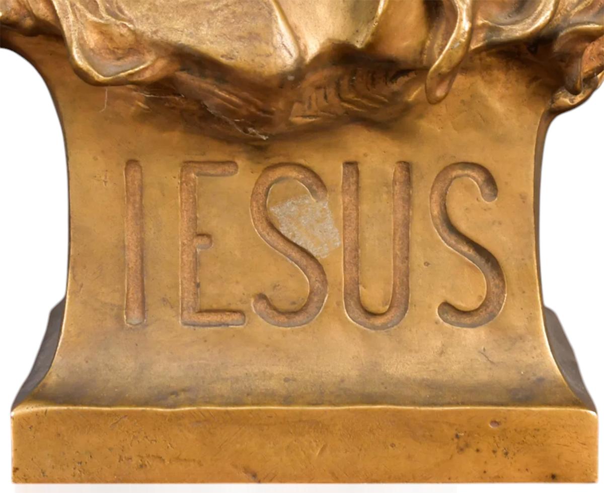 Jean-Léon Gérôme (French, 1824-1904) A Rare Gilt bronze Bust of Jesus For Sale 1