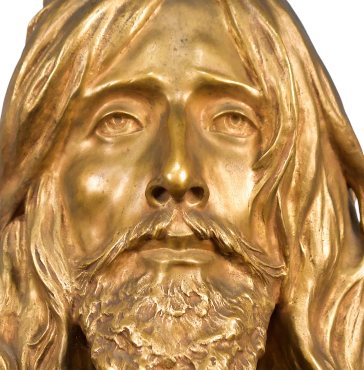 Jean-Léon Gérôme (French, 1824-1904) A Rare Gilt bronze Bust of Jesus For Sale 2