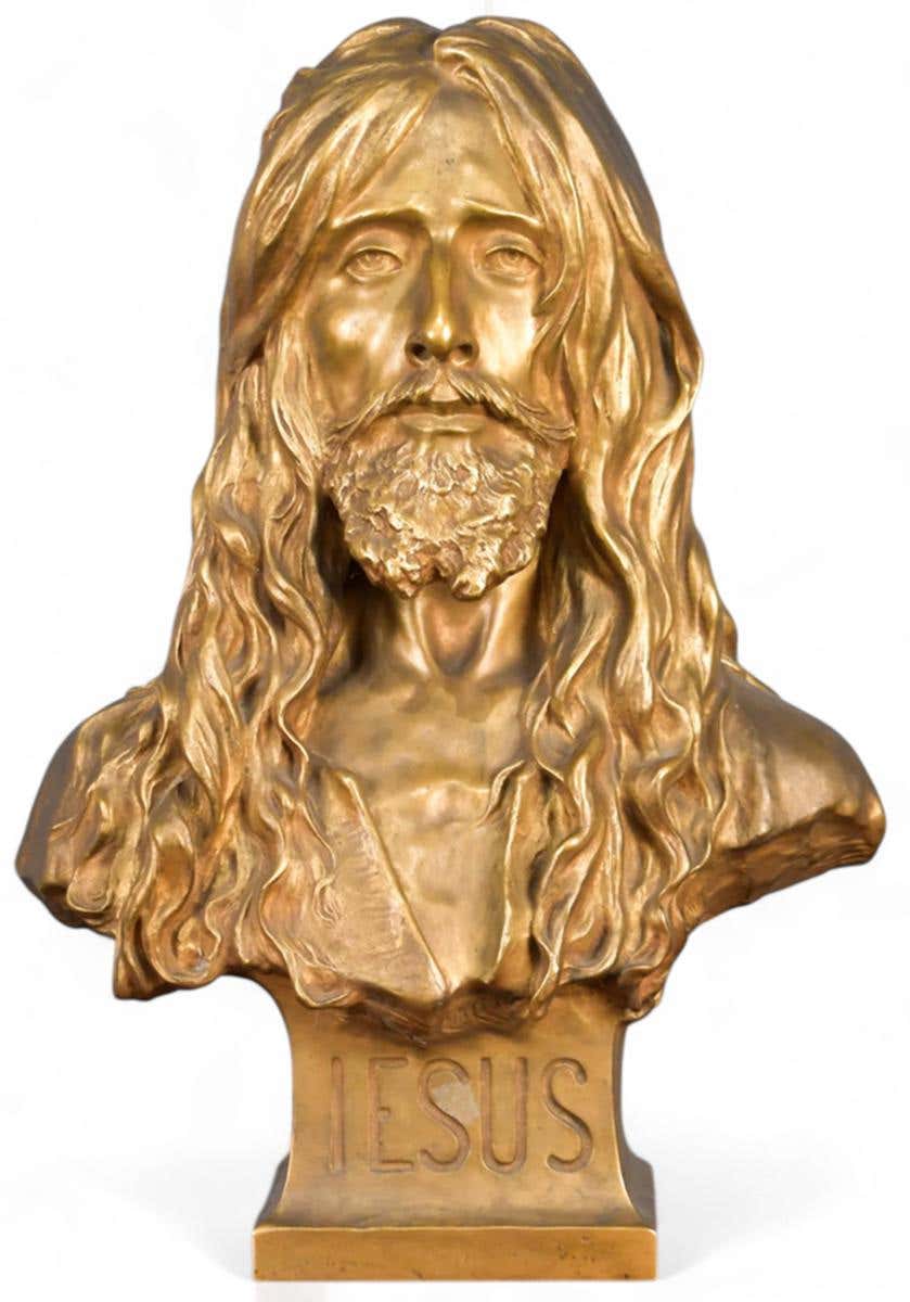 Jean-Léon Gérôme (French, 1824-1904) A Rare Gilt bronze Bust of Jesus