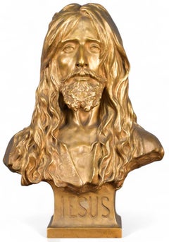 Jean-Léon Gérôme (francese, 1824-1904) Un raro busto di Gesù in bronzo dorato