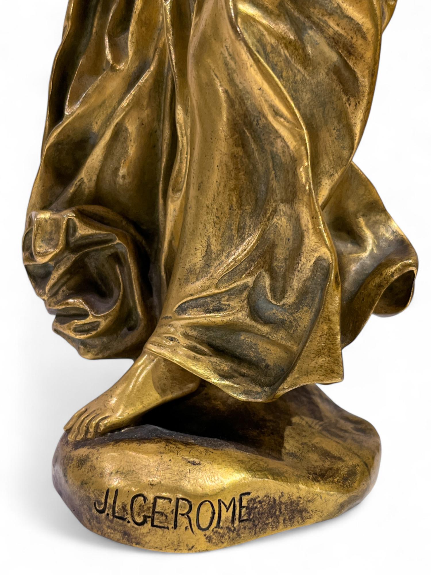Jean-Léon Léon  La Danseuse au Cerceau - Statue en bronze doré d'une danseuse de cerceaux - Académique Sculpture par Jean-Léon Gérôme