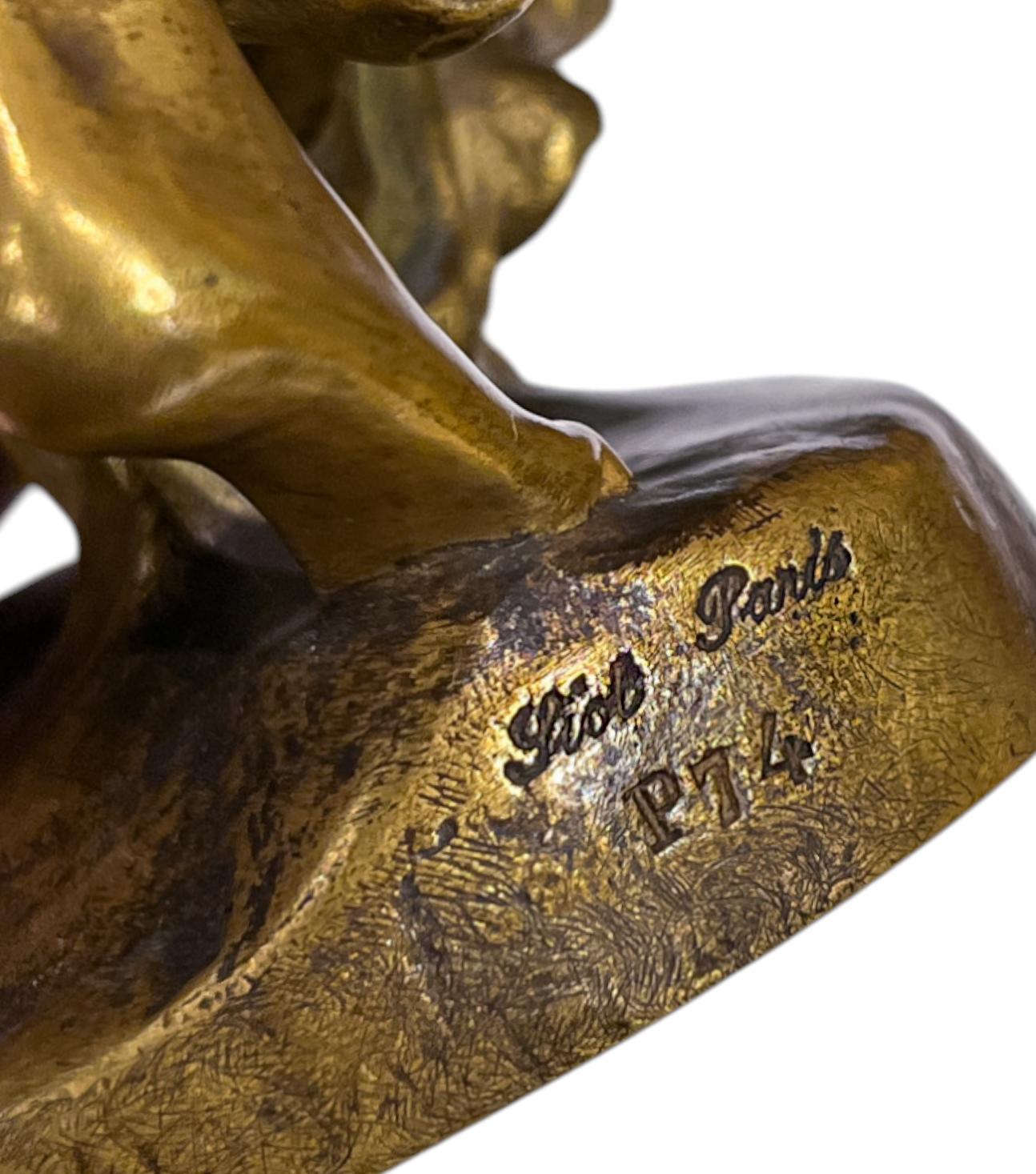 Jean-Léon Léon  La Danseuse au Cerceau - Statue en bronze doré d'une danseuse de cerceaux en vente 4