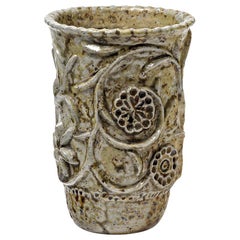 Jean Lerat La Borne 1947 Art Décoratif Vase en céramique Fleur Couleur Gris et Vert