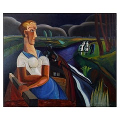 Jean LeRoyer attribuito (1896 - 1939) Pittura su pannello - Firmato in basso a destra