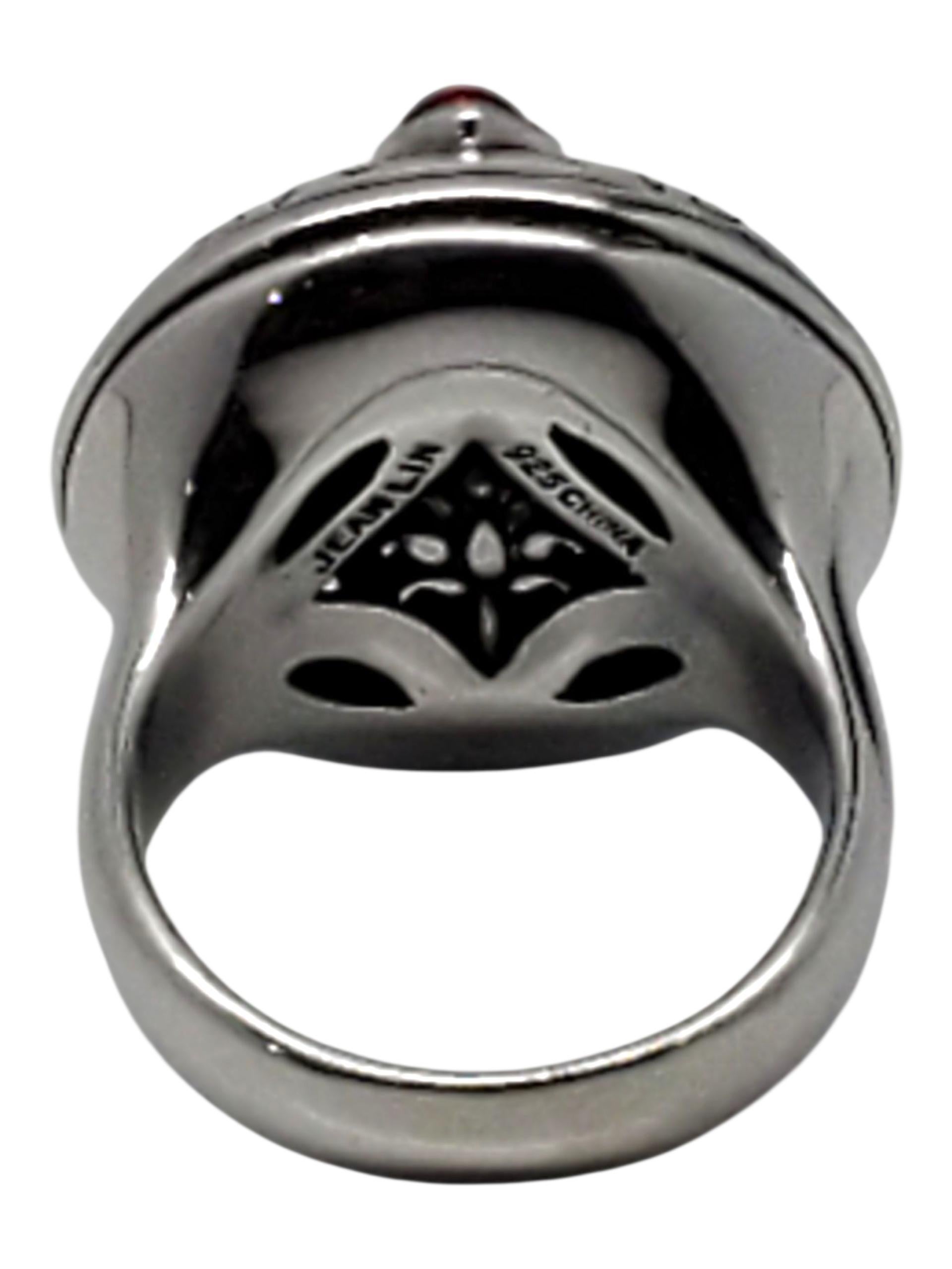 Donna Jean Lin - Anello floreale con cupola di corallo rosso in argento Sterling - misura 8 #23748 in vendita