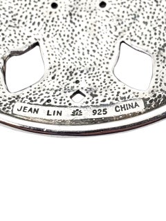 Jean Lin Sterling Silver Red Coral Floral Domed Pendant # 23749