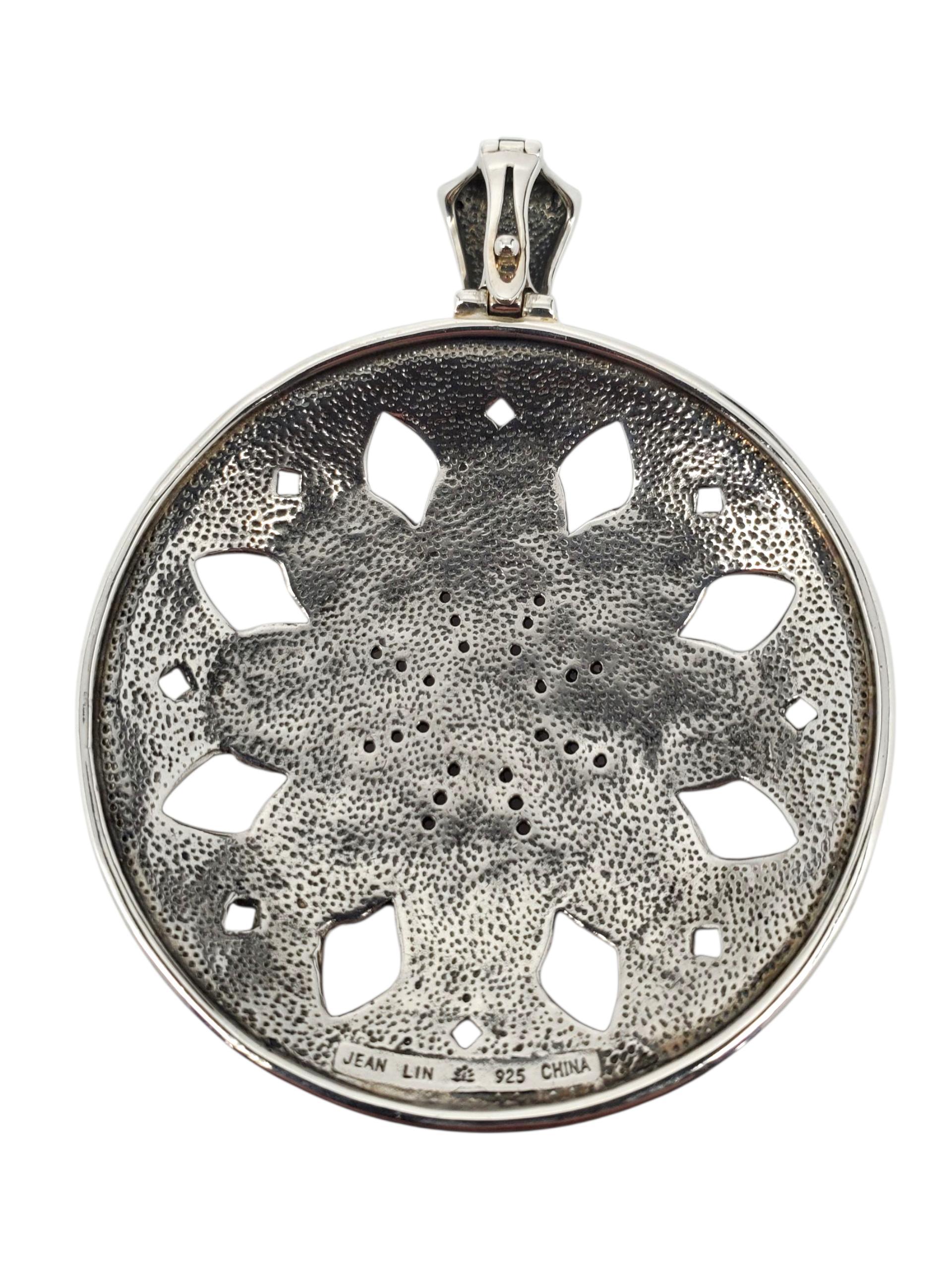 Jean Lin - Ciondolo con cupola floreale in corallo rosso in argento Sterling # 23749 in vendita 3