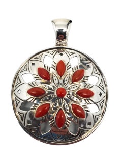 Jean Lin - Ciondolo con cupola floreale in corallo rosso in argento Sterling # 23749