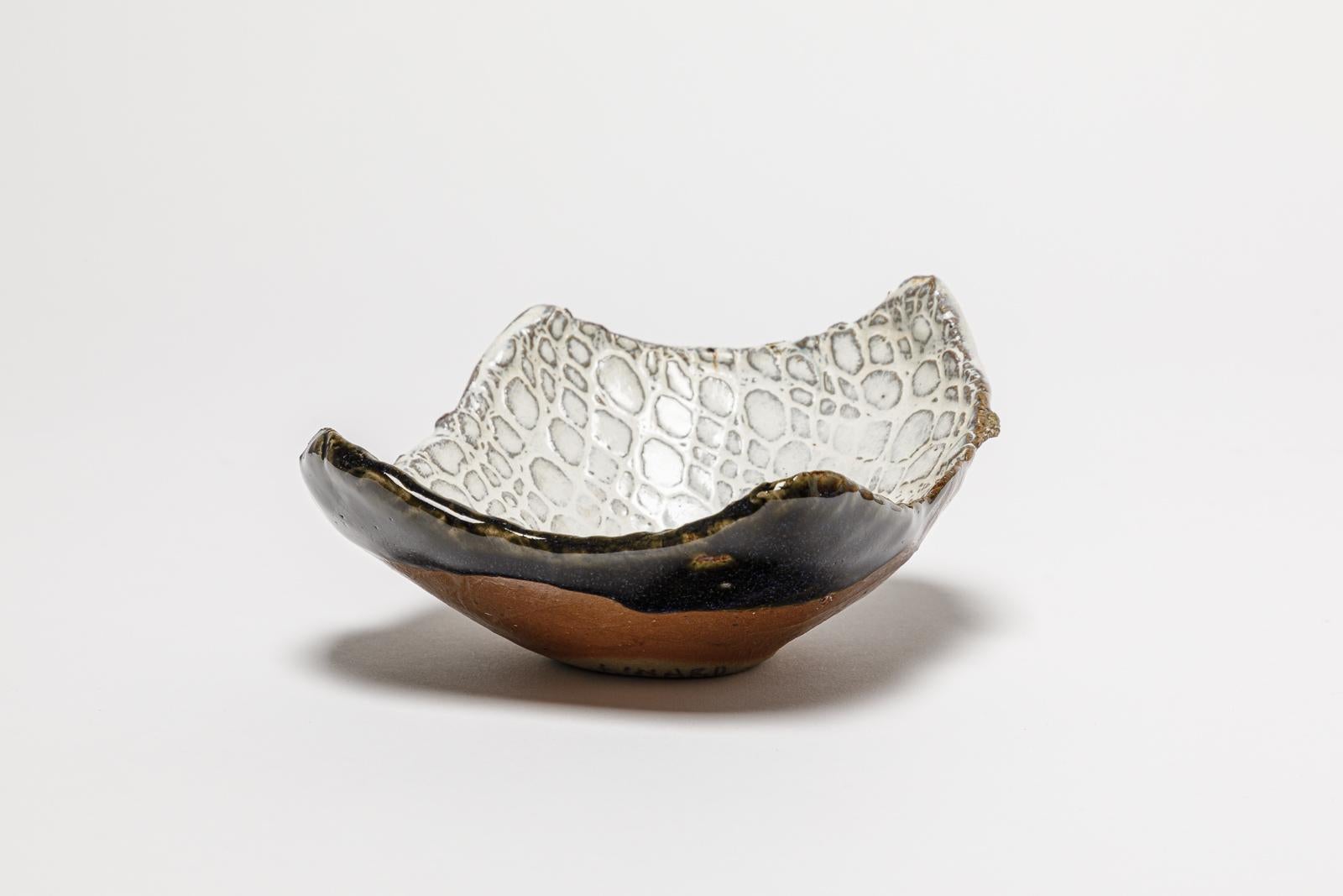 Plato o vide poche de cerámica blanca Jean Linard del siglo XX diseño La Borne 1970 en Excelente estado para la venta en Neuilly-en- sancerre, FR