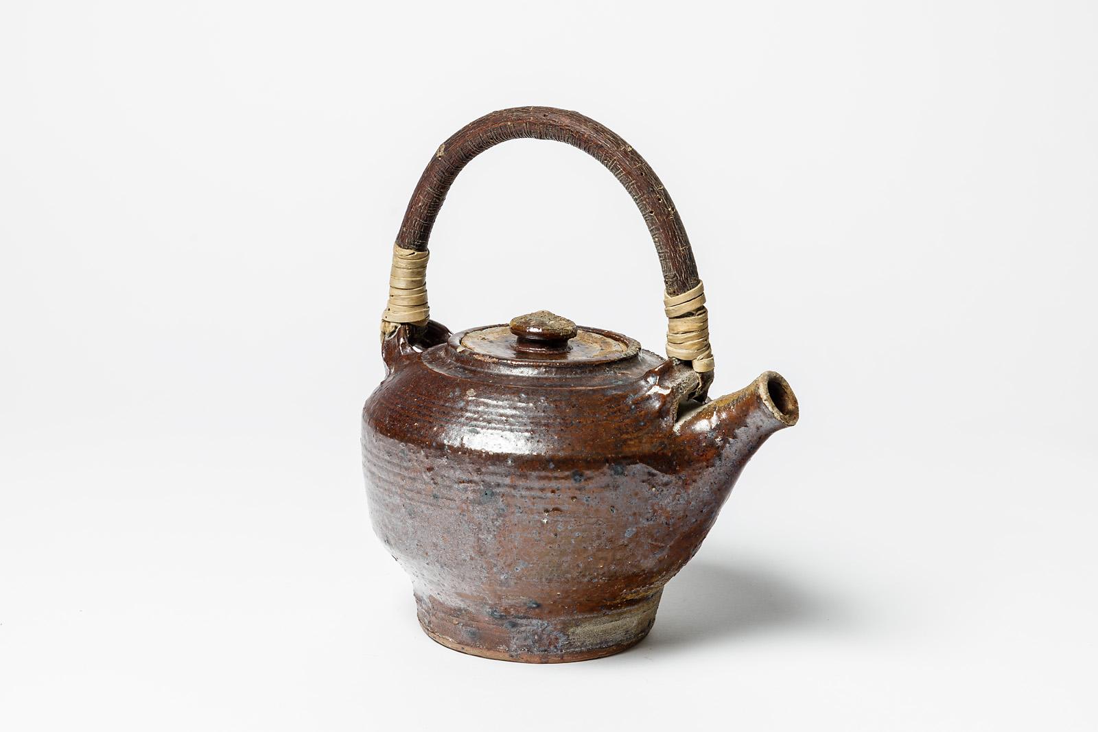French Jean Linard Vintage Ceramic Tea Pot La Borne 1970 Handmade Design