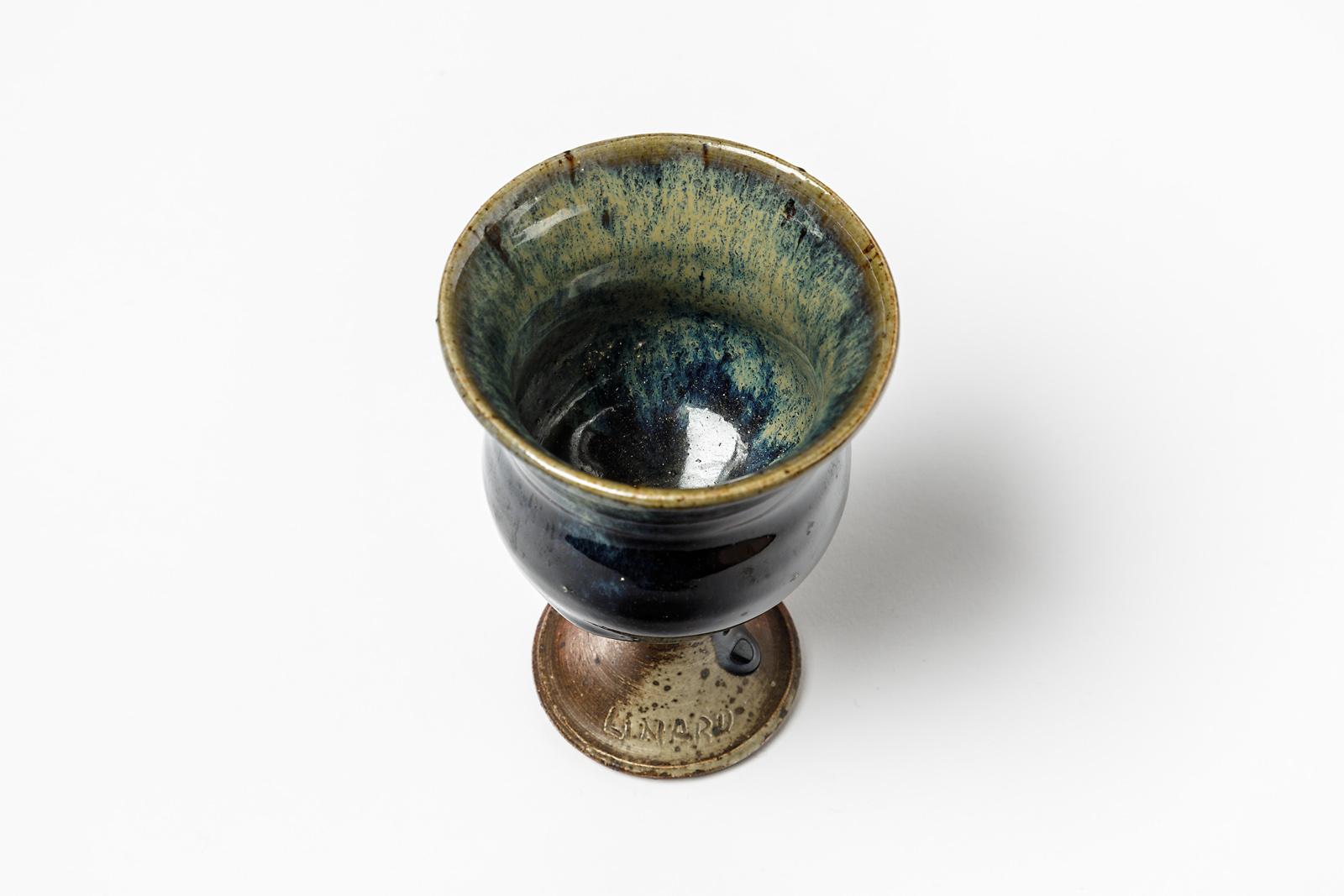 Jean Linard Keramik-Couchtisch aus der Mitte des 20. Jahrhunderts in blauer Farbe, um 1970 im Zustand „Hervorragend“ im Angebot in Neuilly-en- sancerre, FR