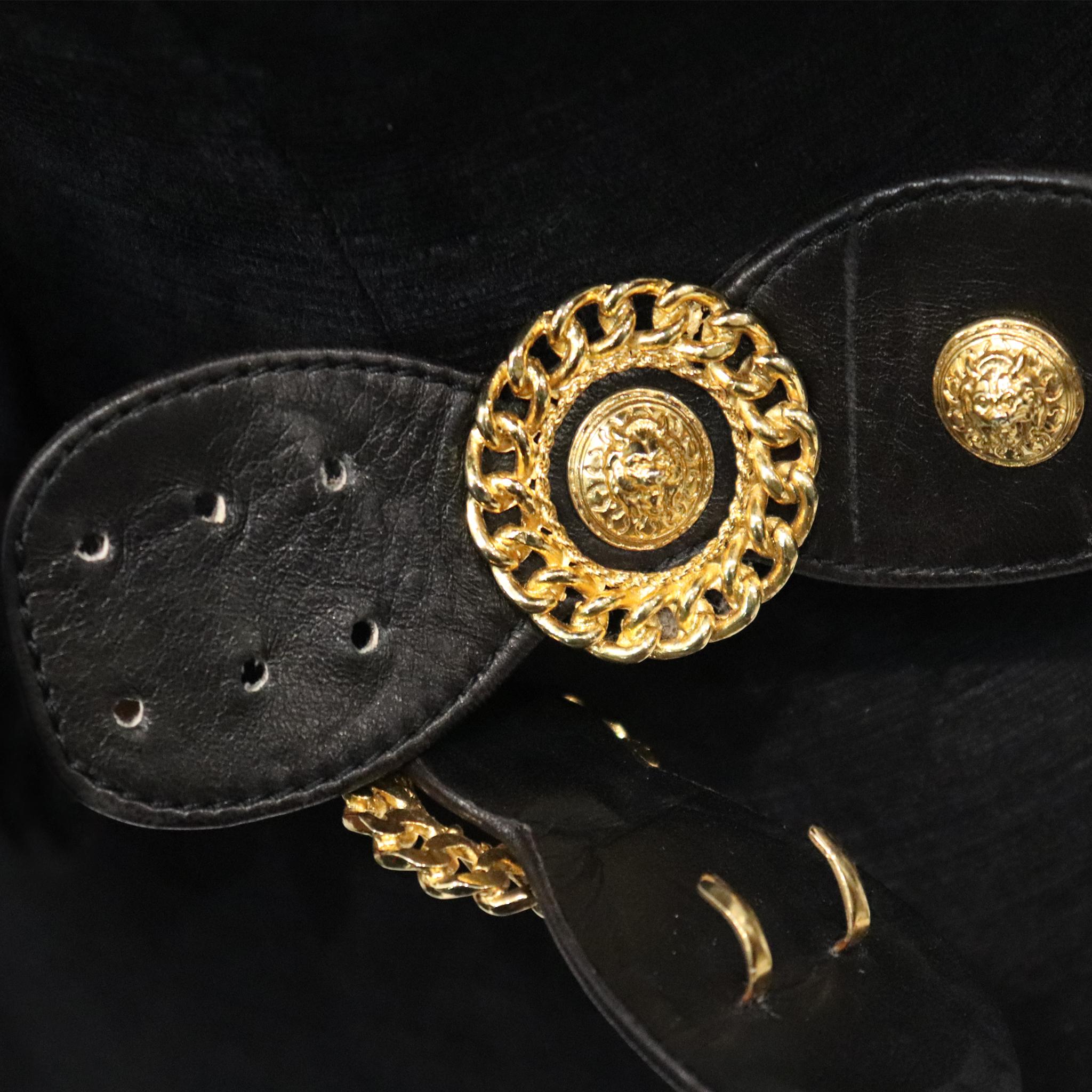 Women's Jean L'Insolite Black Leather W/ Gold Accents Belt  For Sale