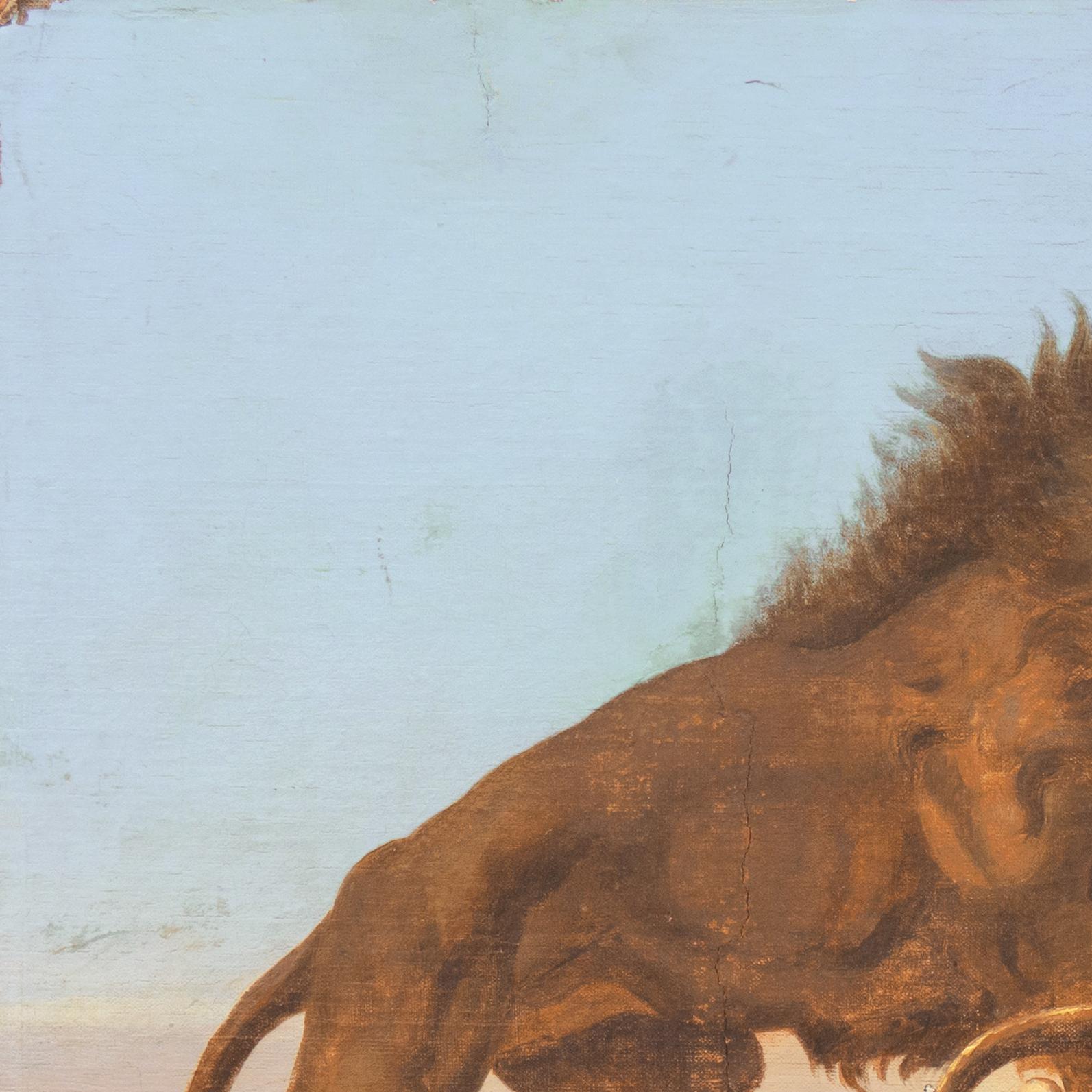  'Lions Observing a Caravan', 19th Century North African Orientalist Gericault  2
