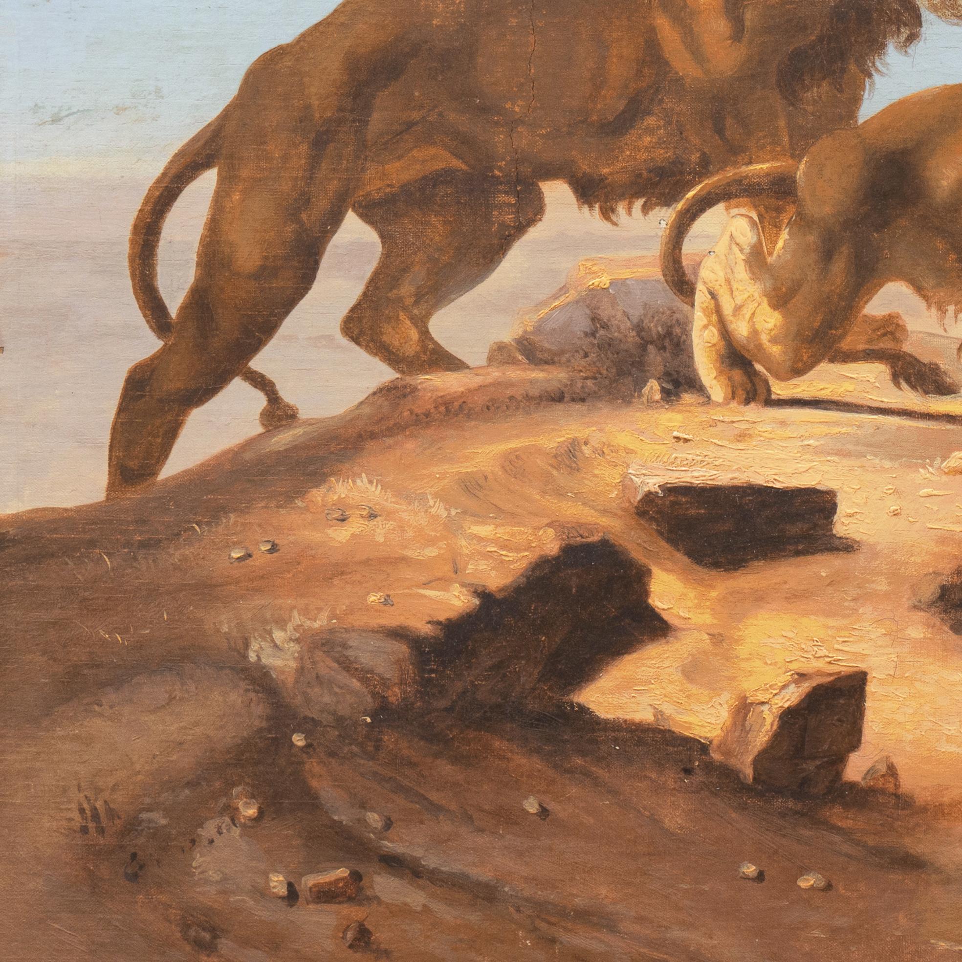  'Lions Observing a Caravan', 19th Century North African Orientalist Gericault  5