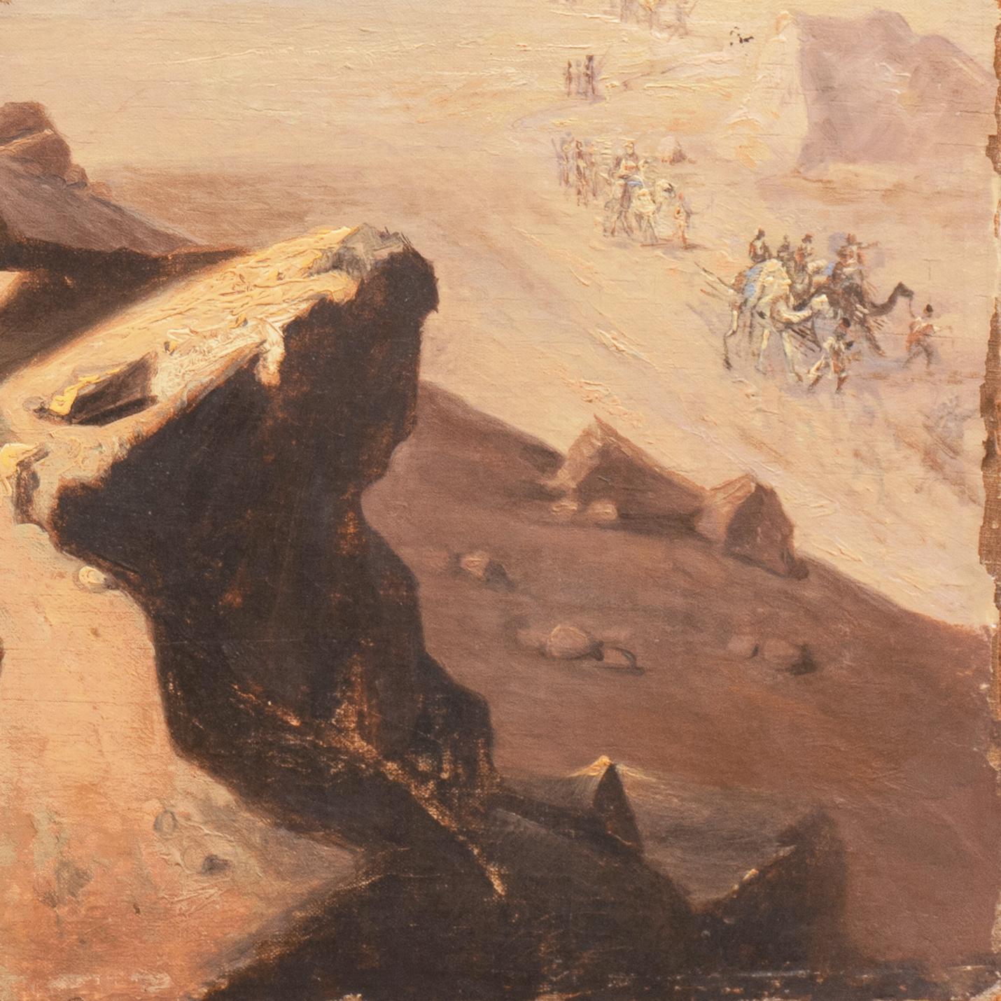  'Lions Observing a Caravan', 19th Century North African Orientalist Gericault  1