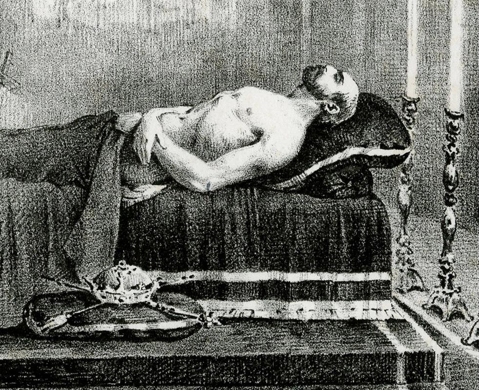 Guillaume le Conquérant rapporté après sa mort à l'église de Boscherville - Print de Jean Louis Andre Theodore Gericault