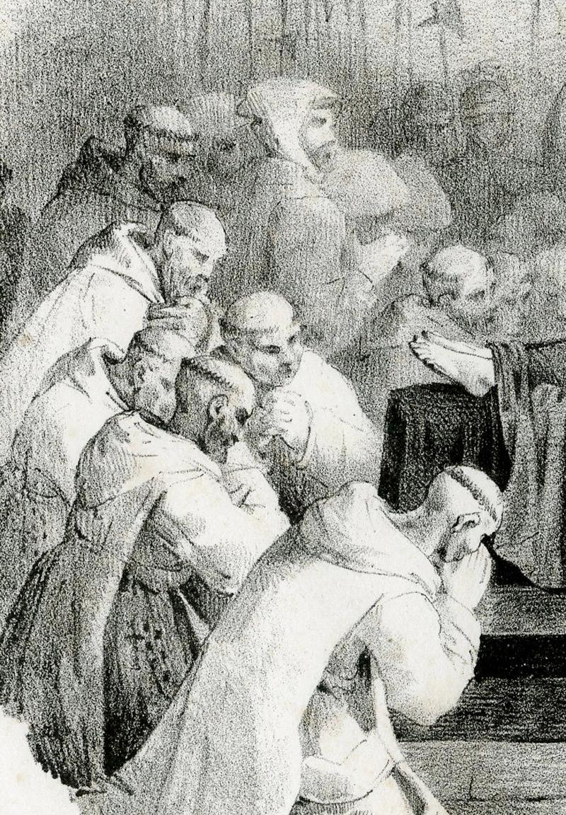 Guillaume le Conquérant rapporté après sa mort à l'église de Boscherville - Romantique Print par Jean Louis Andre Theodore Gericault