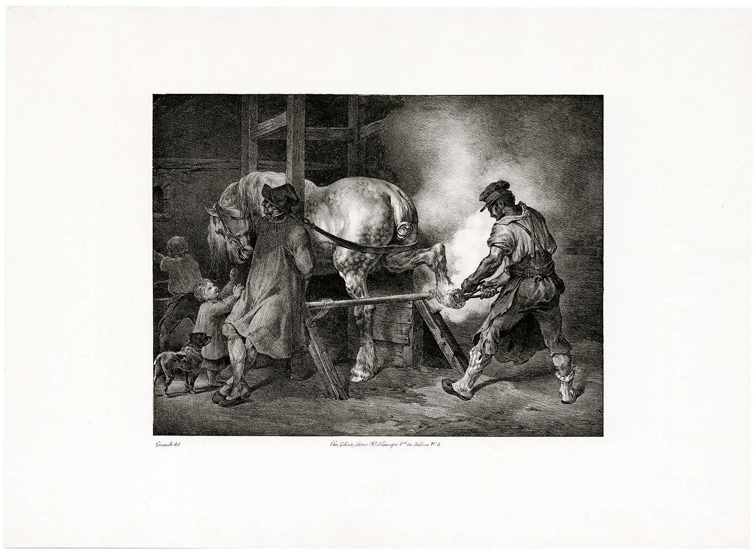 Le maréchal flamand (The Flemish Blacksmith) — 19th Century French Romanticism - Print by Jean Louis Andre Theodore Gericault