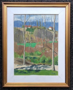 Mid-20th Century Impressionist Spring Oil Painting, Signed Landscape