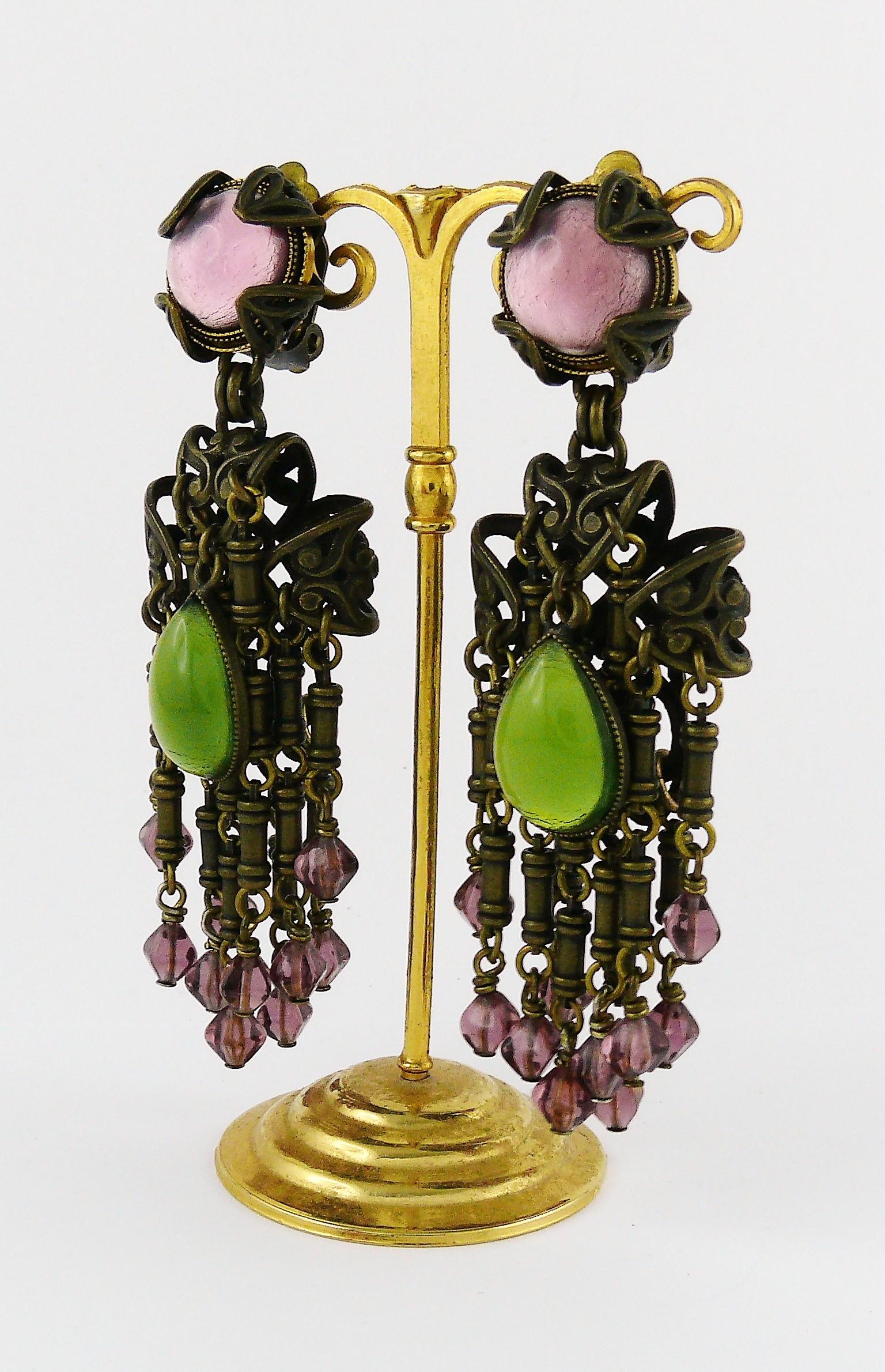 Jean Louis Blin Vintage Art Nouveau Inspired Dangling Earrings In Excellent Condition In Nice, FR