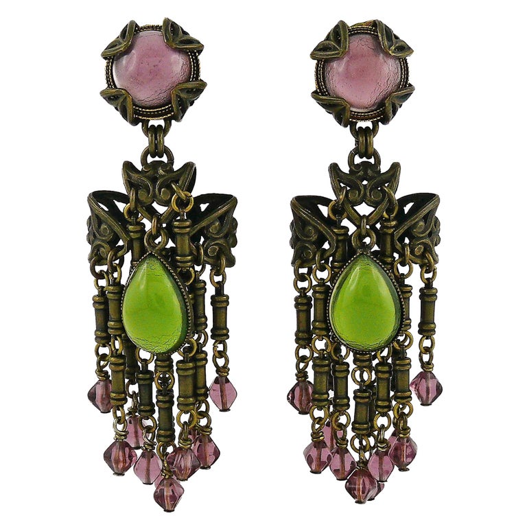 Jean Louis Blin - Boucles d'oreilles pendantes inspirées de l'Art Nouveau  sur 1stDibs