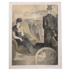 Antique 20th Century French Signed Belle Epoque Lithograph