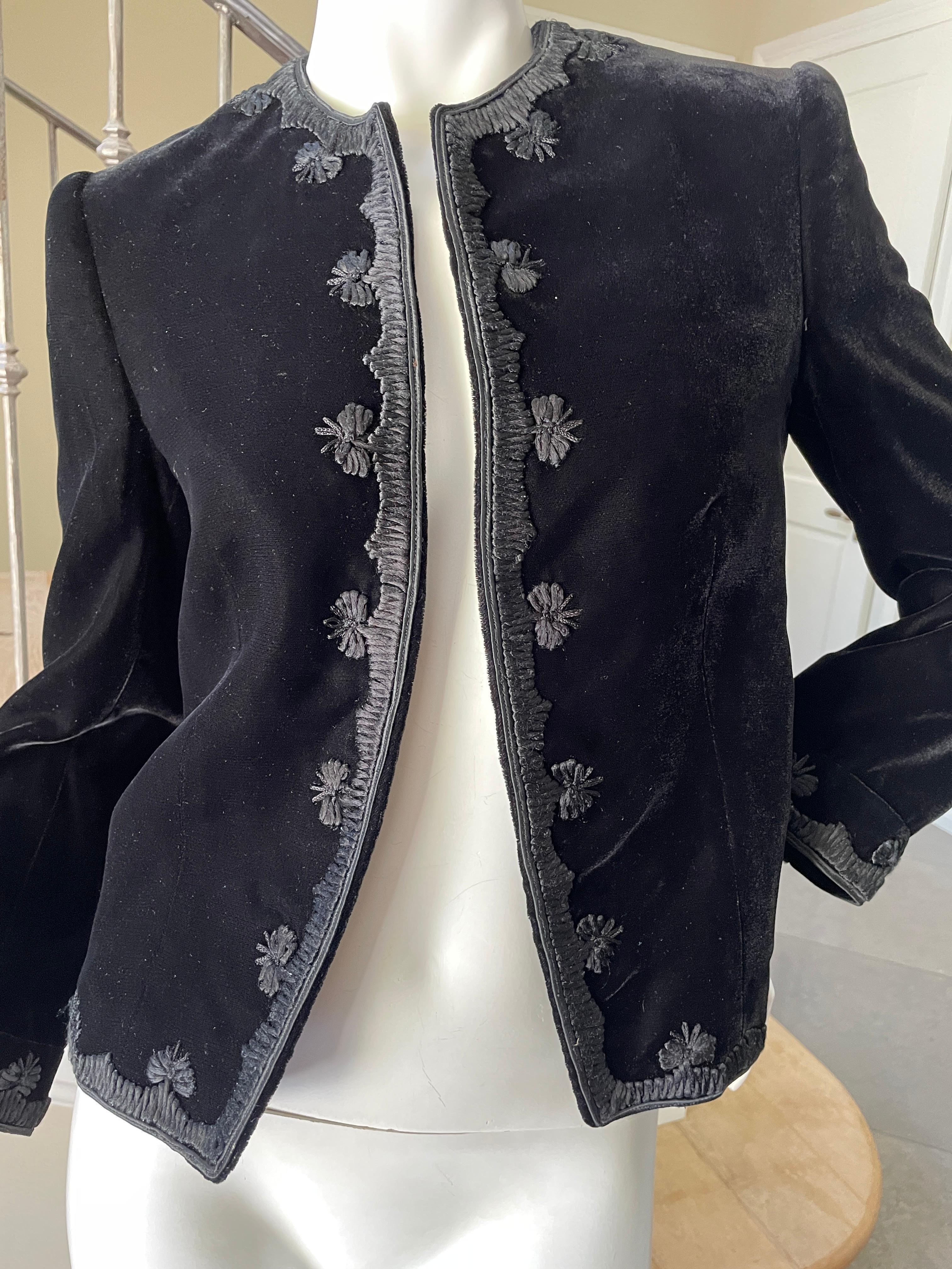 Jean-Louis Couture 1960's Black Velvet Jacket with Embroidered Details For Sale 6