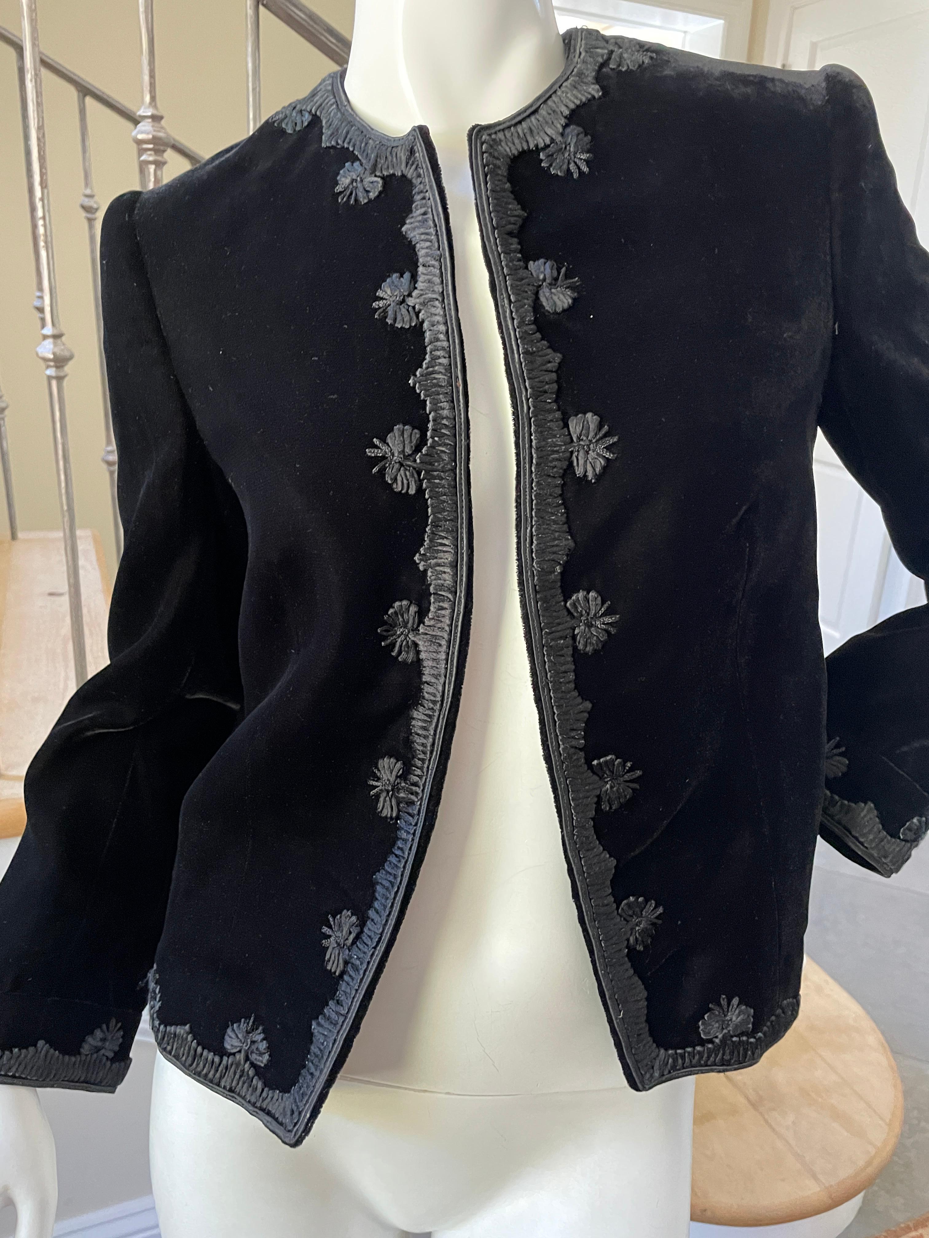 Women's Jean-Louis Couture 1960's Black Velvet Jacket with Embroidered Details For Sale