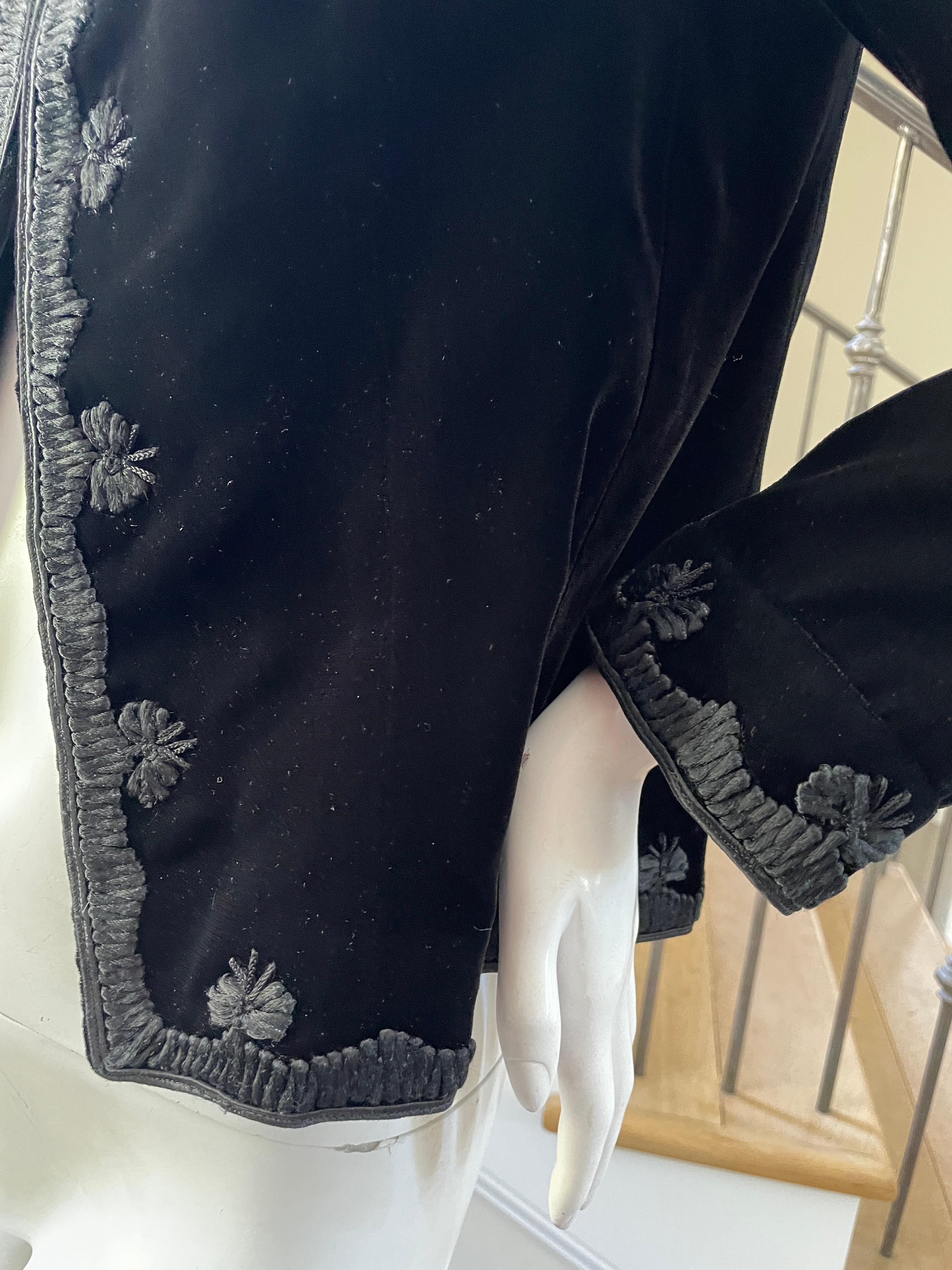 Jean-Louis Couture 1960's Black Velvet Jacket with Embroidered Details For Sale 4