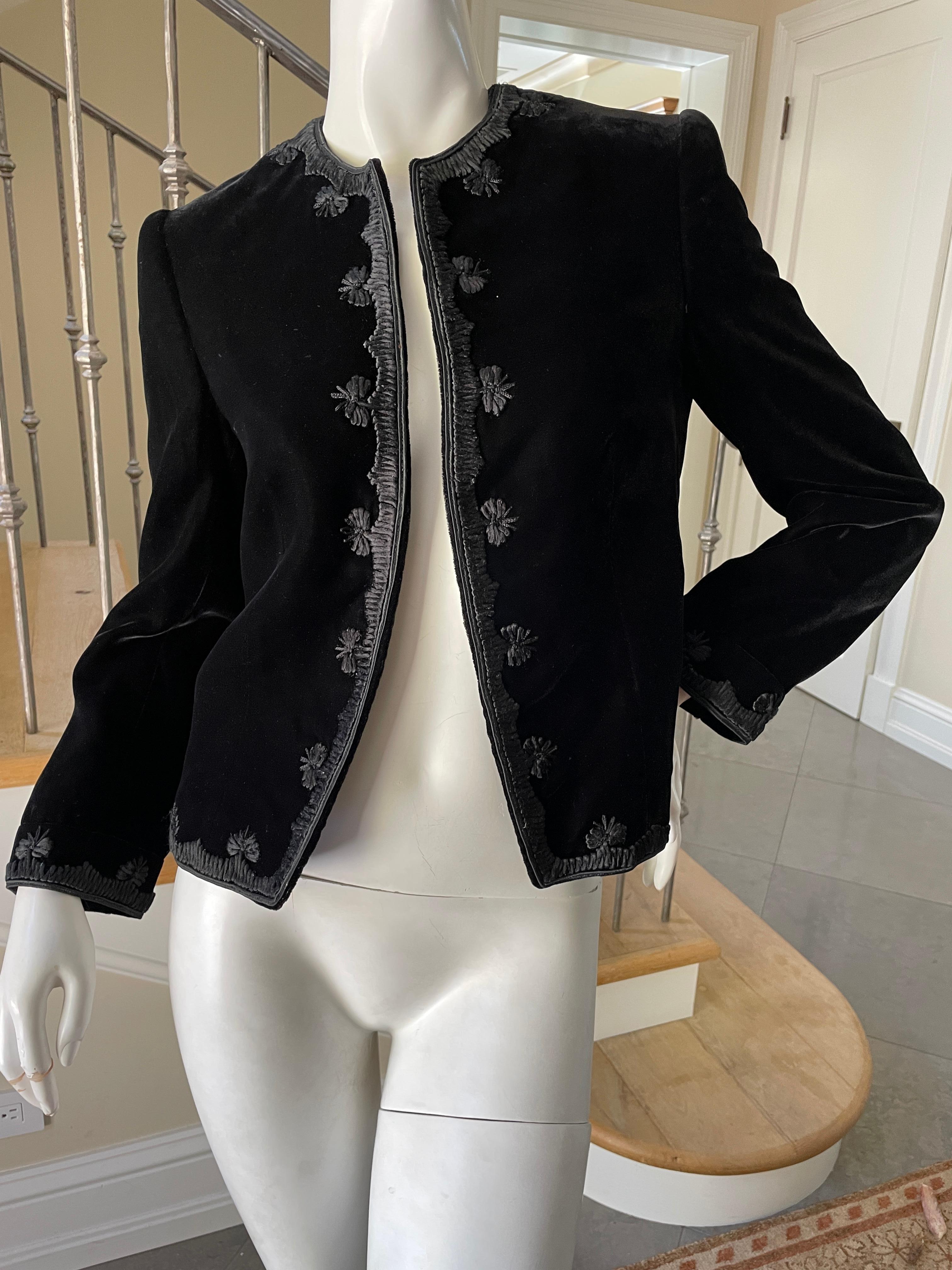 Jean-Louis Couture 1960's Black Velvet Jacket with Embroidered Details For Sale 5