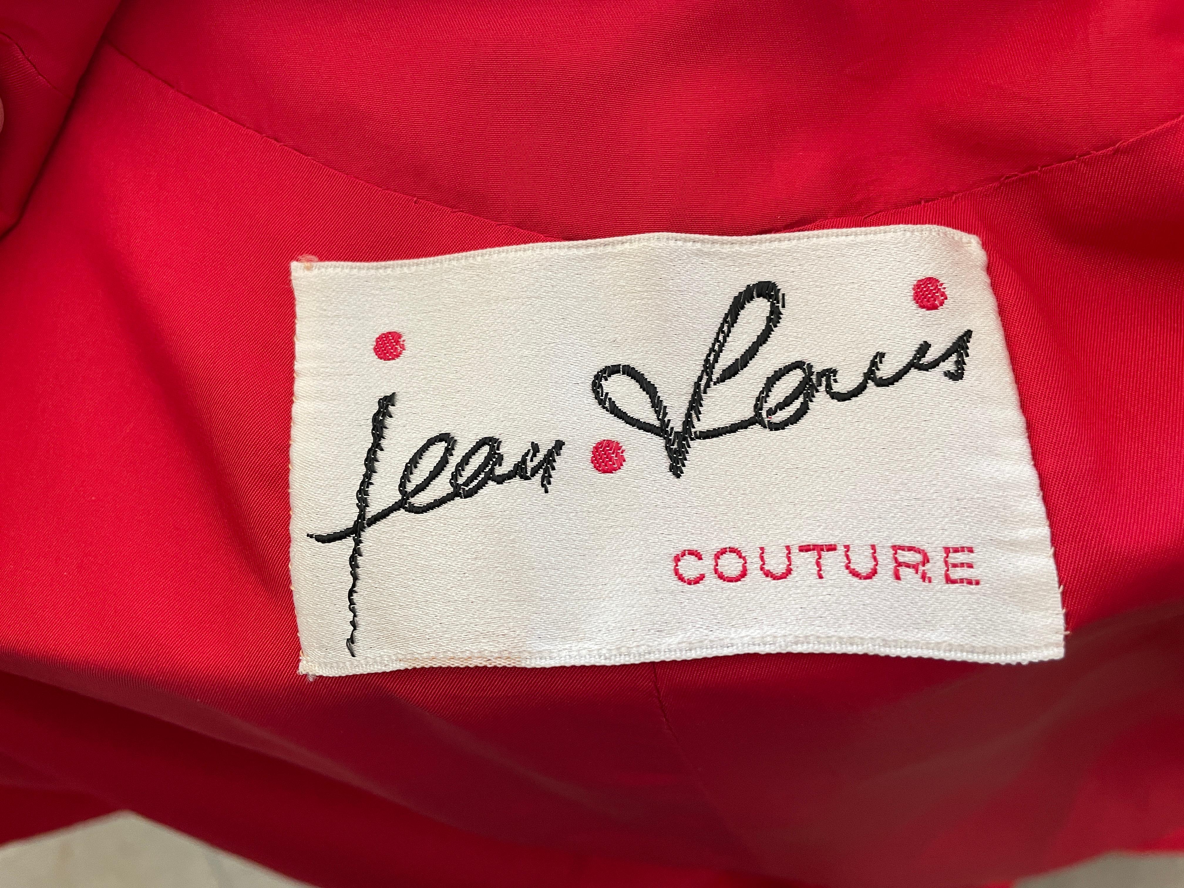 Jean-Louis Couture 1960's Red Silk Opera Coat with Matching Hat For Sale 5