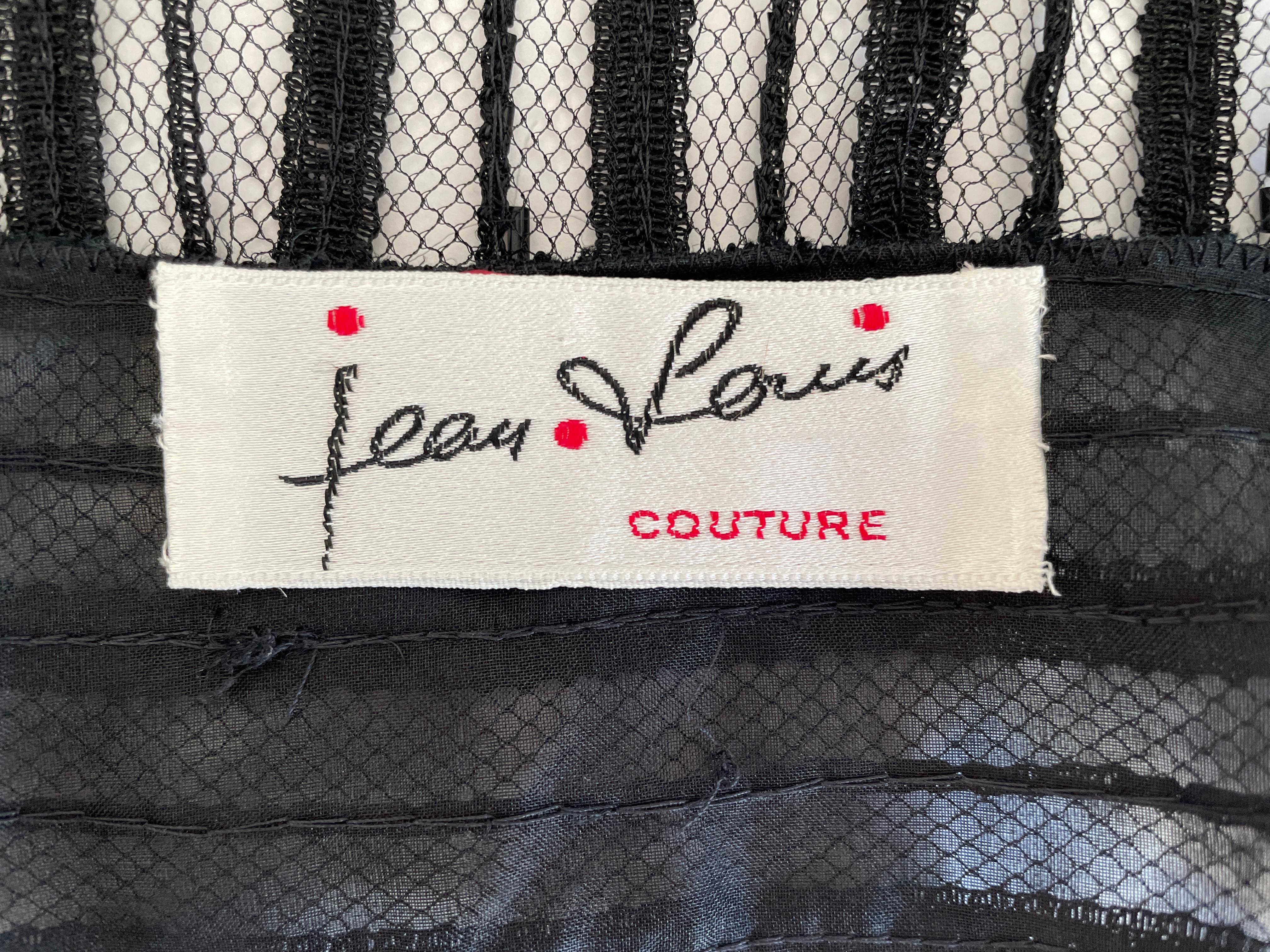 Jean-Louis Couture 1960's Sheer Beaded Evening Top with Ruffle Collar and Cuffs For Sale 6