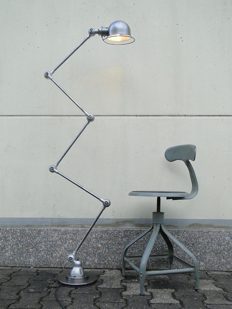 Jean Louis Domecq JIelde Vintage French Industrial 5 Arms Brushed floor Lamp  In Good Condition For Sale In Lège Cap Ferret, FR