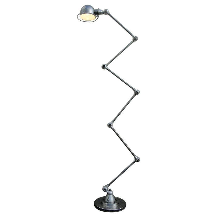 Jean Louis Domecq Jielde lampadaire industriel français vintage à 6 bras brossé