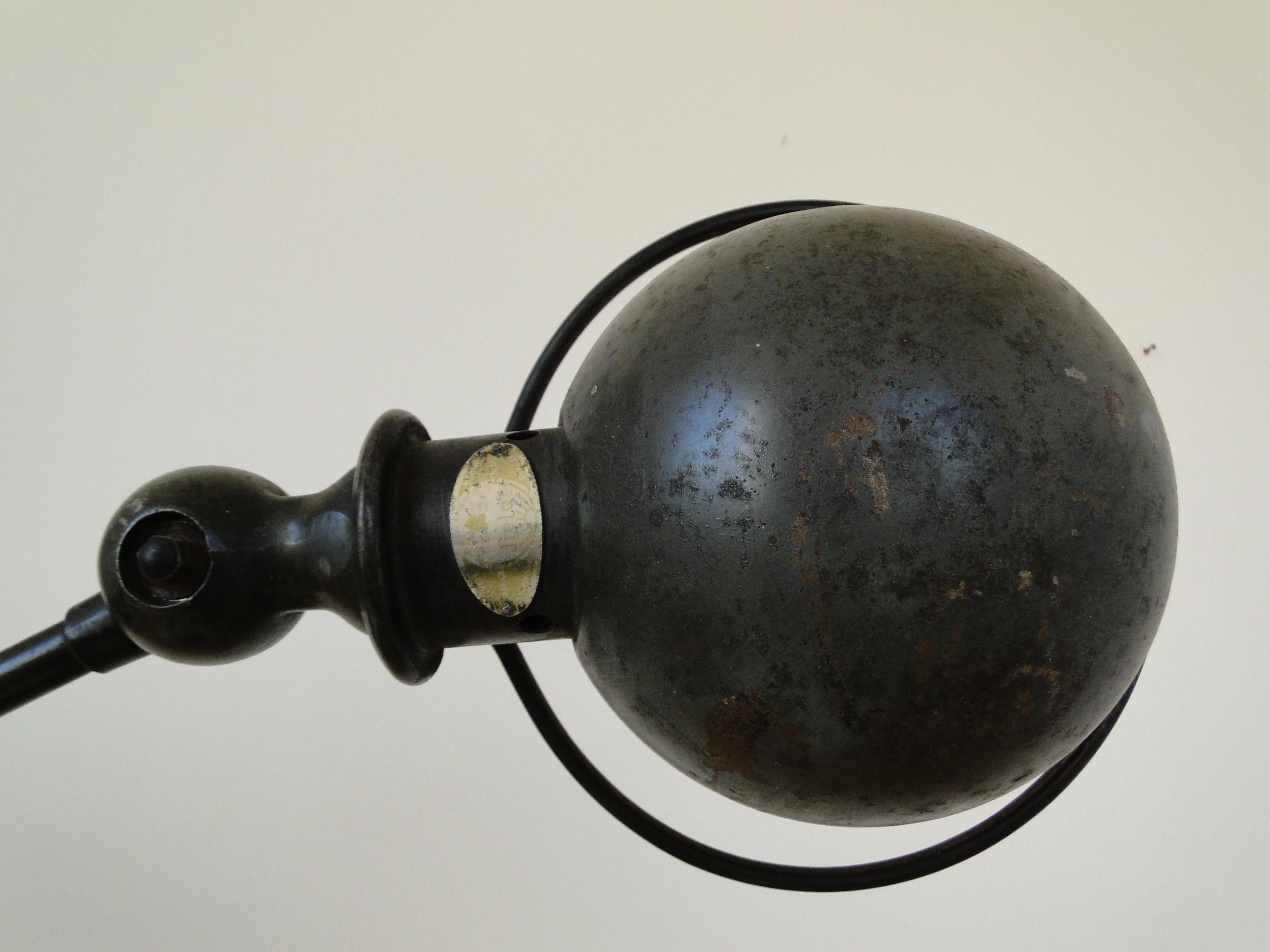 Industrial Jean Louis Domecq Jielde Vintage Gray Lamp 2 Arms France