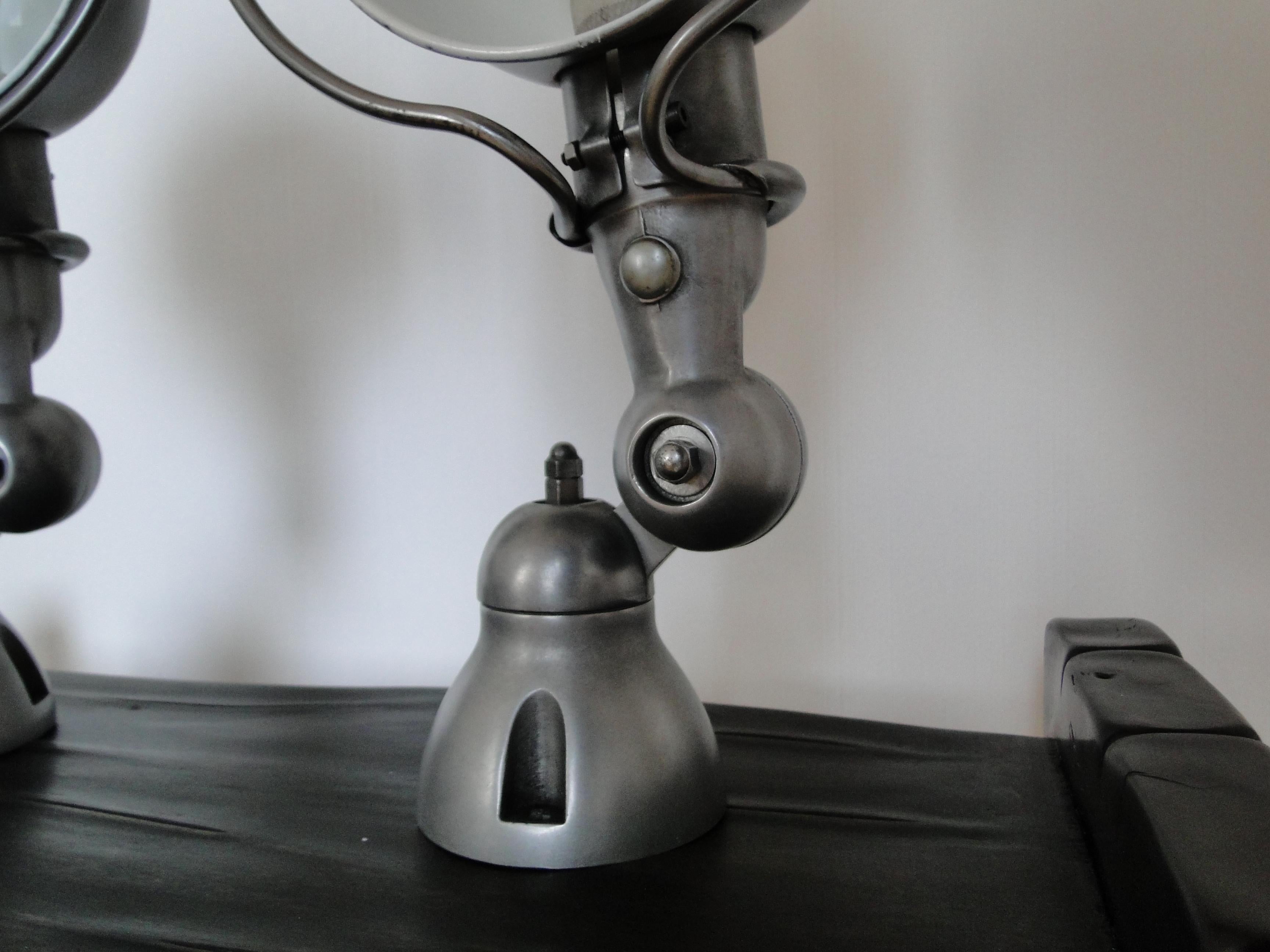 Jean Louis Domecq Jielde Vintage Pareja Apliques Graphit Lampe France Lámpara de Pared en venta 1