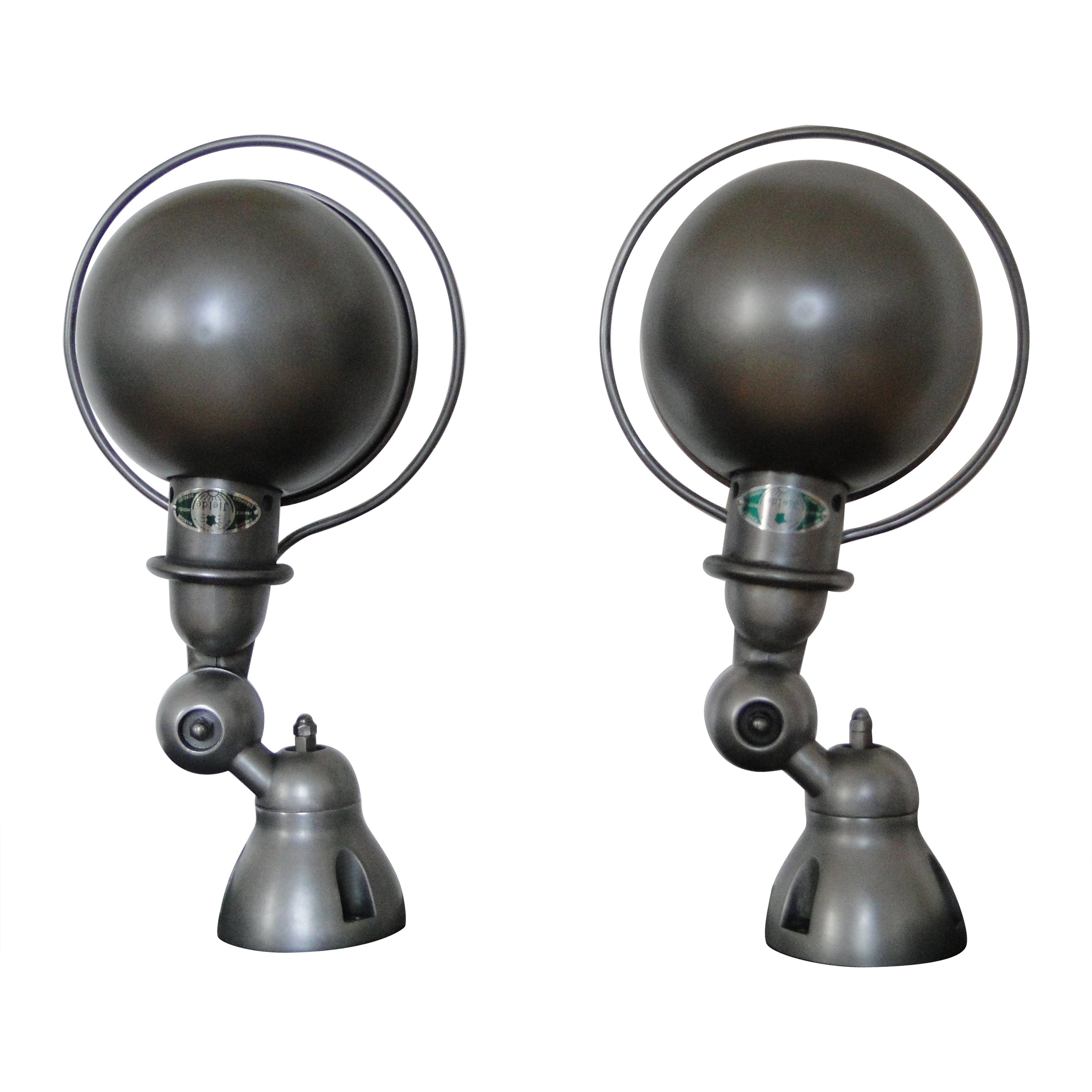 Jean Louis Domecq Jielde Vintage Pair Sconces Graphit Lampe France Wall Lamp