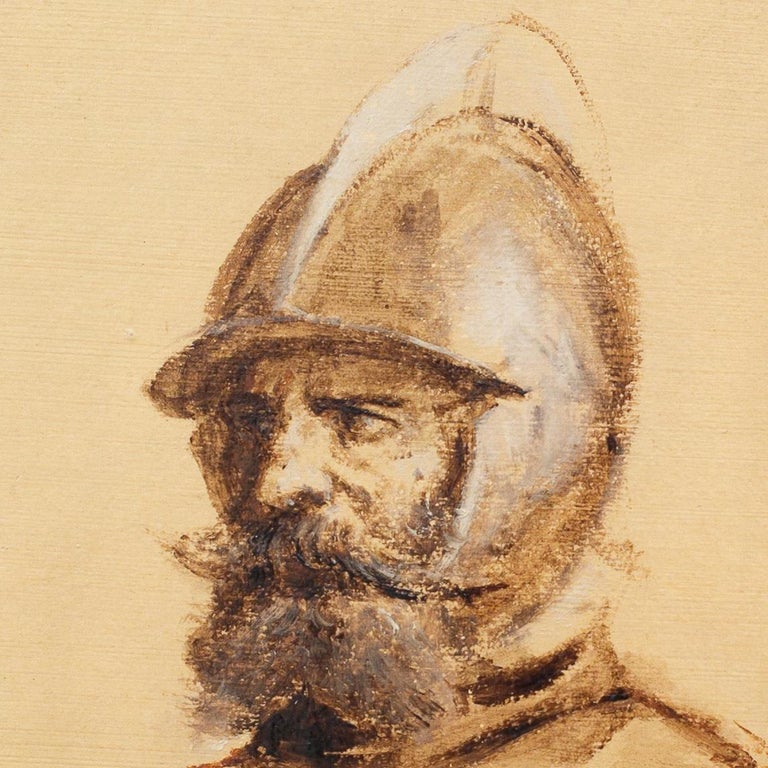 Head of a Soldier by Ernest Meissonier, Oil on Canvas, Signed With Monogram For Sale 2