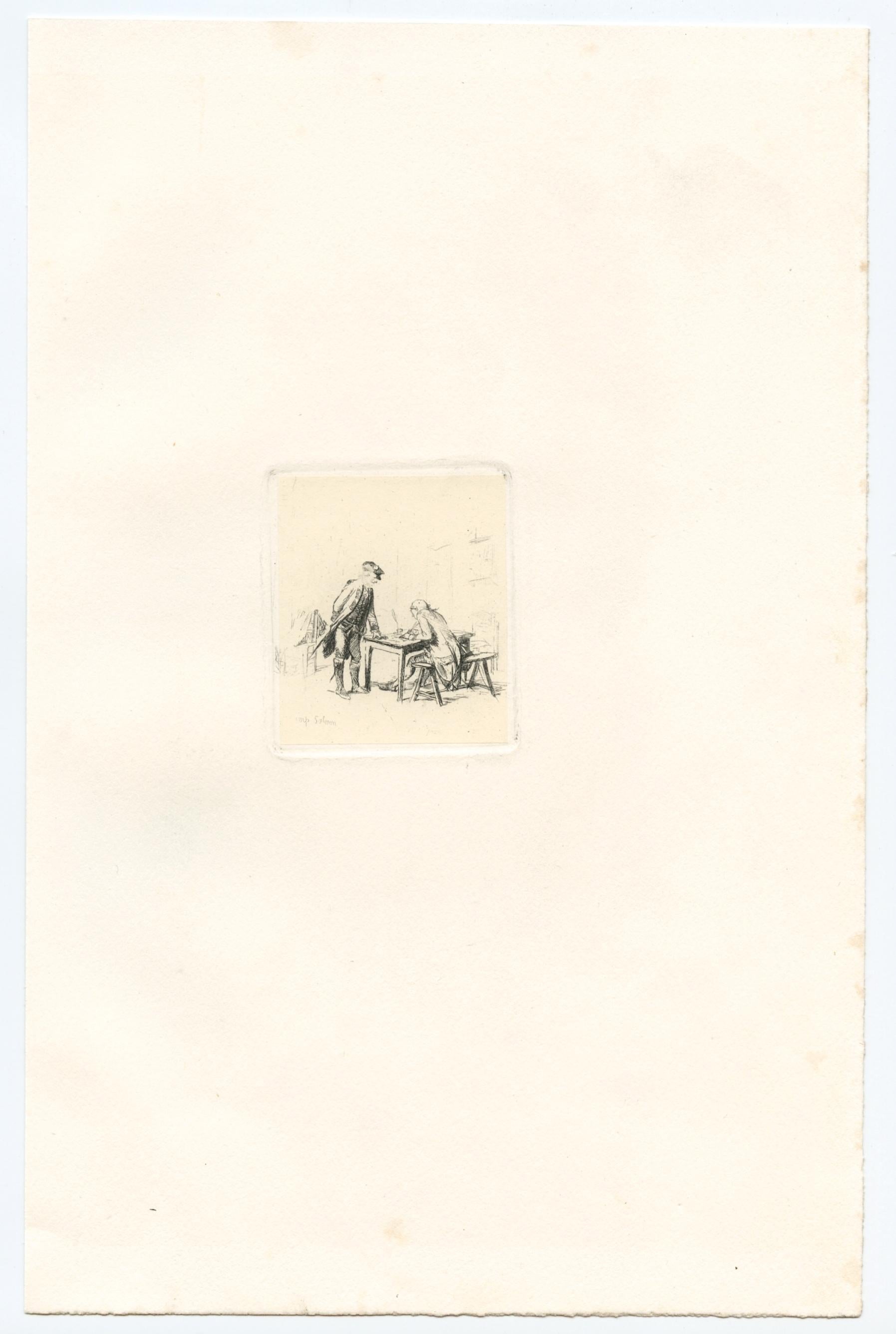 Medium: original etching. Catalogue reference: Beraldi 14. This impression on chine colle paper was published by the Gazette des Beaux-Arts in 1903. Plate size: 2 1/2 x 2 1/8 inches (63 x 55 mm). Not signed.