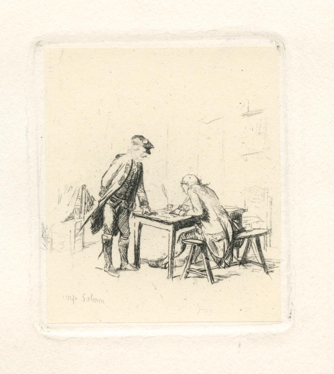 "Le Sergent Rapporteur" original etching - Print by Jean-Louis Ernest Meissonier