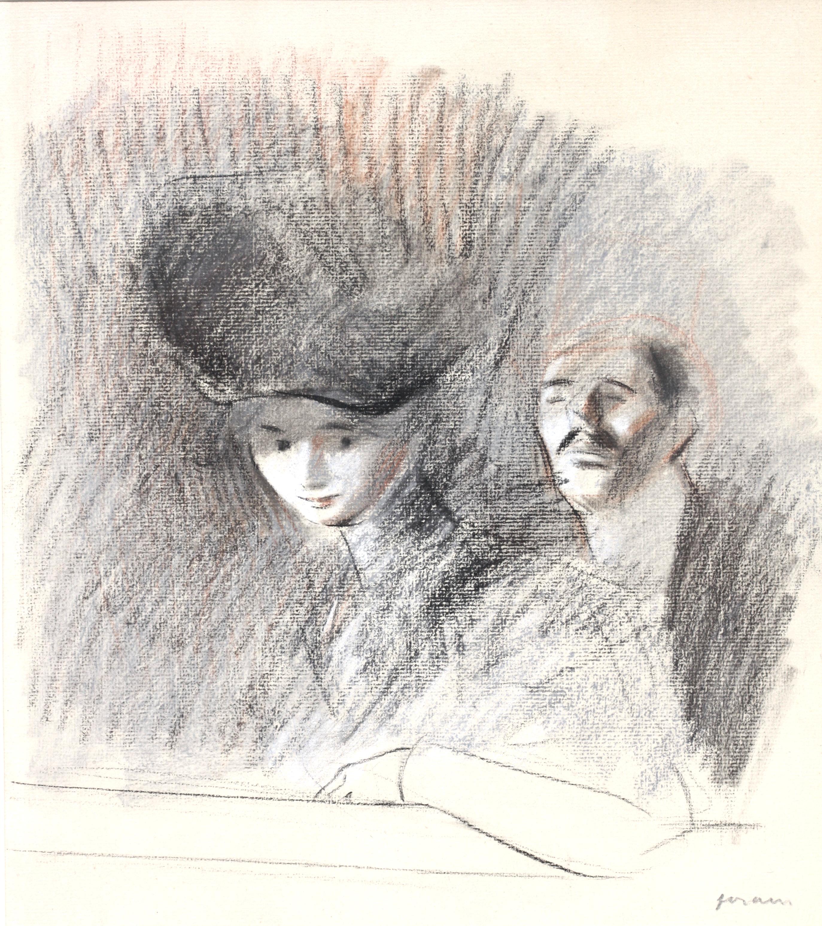 Jean-Louis Forain 'At the Theater' Graphite and Colored Chalk  For Sale 2