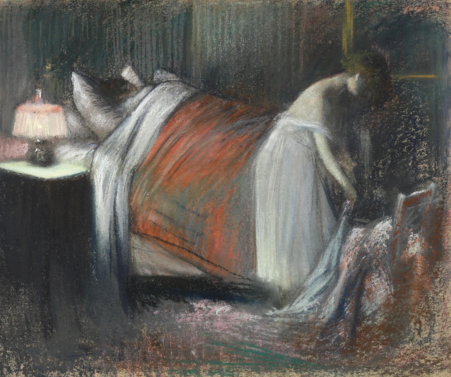 Le Lever - Figures impressionnistes au pastel d'intérieur par Jean Louis Forain en vente 1